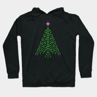 Elegant pink and green crystal Christmas Tree Hoodie